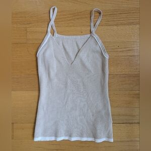 Shein Women's Cream Ribbed Tank Top Size Medium